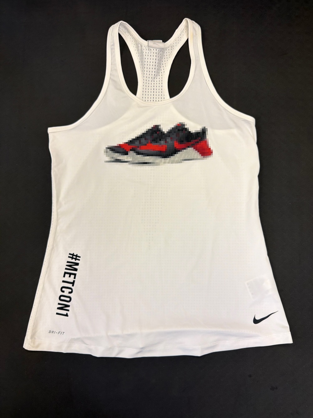Nike White Racerback Tank with Metcon 1 CrossFit Graphic